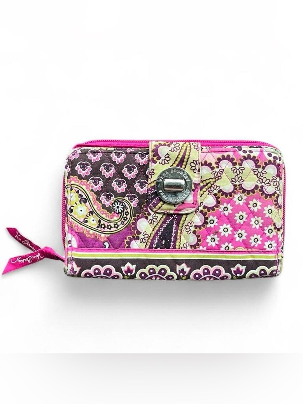 Vera Bradley Very Berry Paisley Floral Quilted Zip Wallet